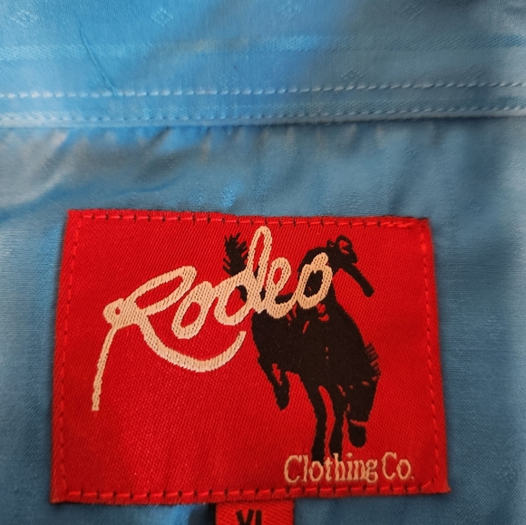 Rodeo Clothing Co Mens XL Button Front Shirt Aqua Pearl Snap Western Cowboy - Picture 6 of 7